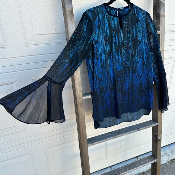 Tahari Bohemian Boho Gypsy Elegant Silk Blouse - Picture 4 of 9
